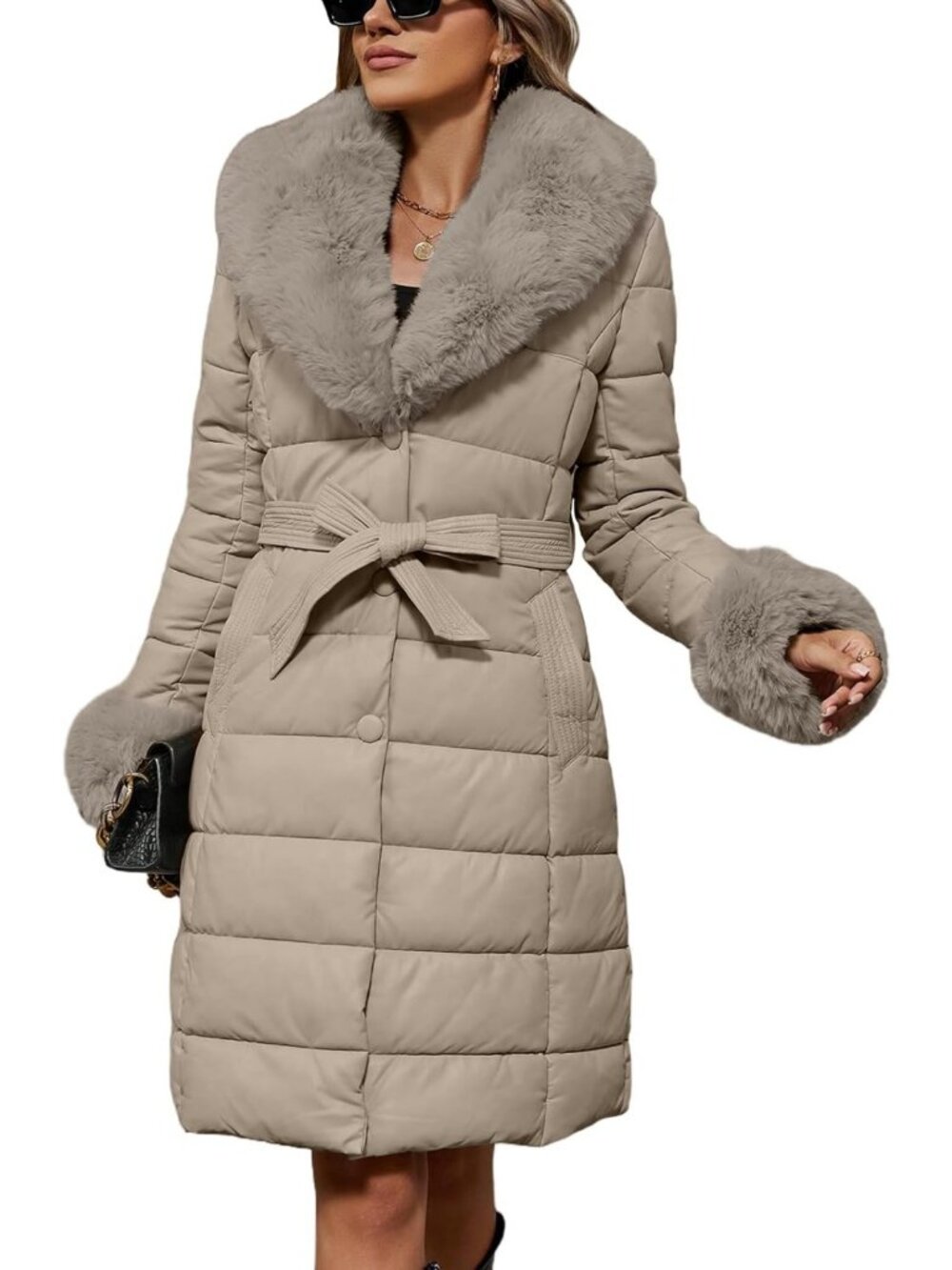 Chic Women's Faux Leather Quilted Long Winter Puffer Coat - Stylish & Warm